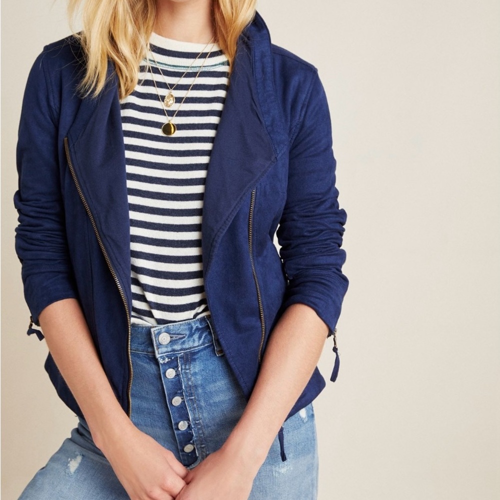 💥‼️SALE‼️💥Anthro Marrakech Moto Jacket, Blue XL